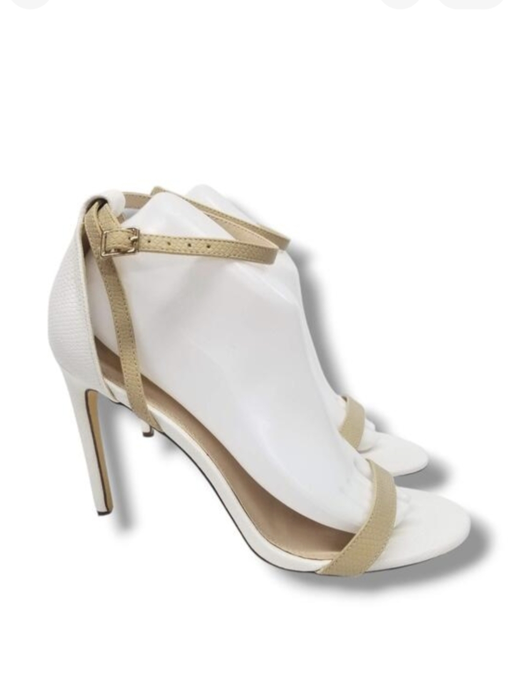 Lulus Sila Ankle‎ Strap Heels Womens 9 White Light Nude Wedding Shoes